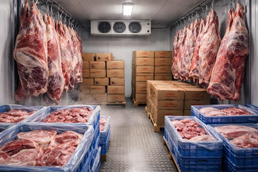 Cold storage facility for fresh halal beef and mutton at FHA Exports
