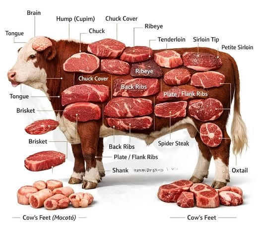 Frozen halal beef cuts diagram by FHA Exports