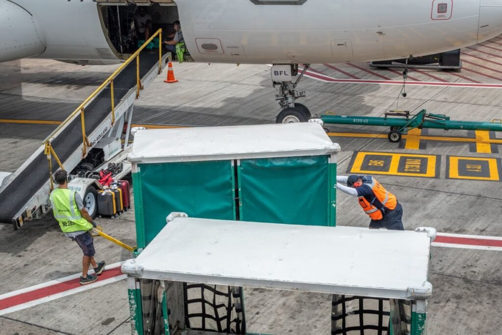 Air freight loading of halal meat export shipment by FHA Exports